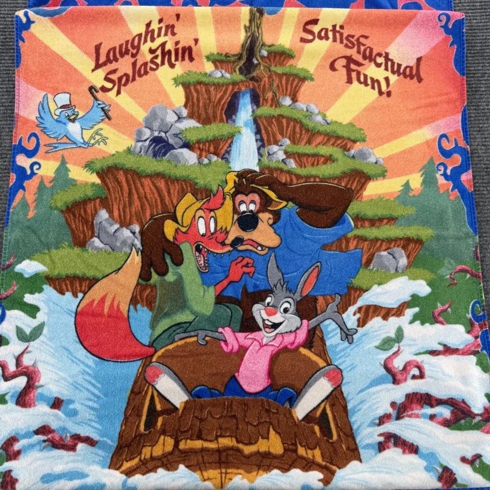 Vintage Disney Splash Mountain Beach Towel Magic Kingdom Brer Rabbit Fox Bear